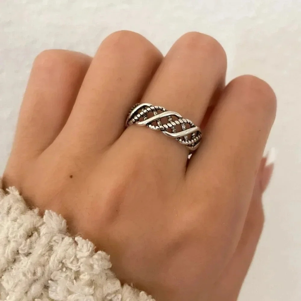 925 Sterling Silver Braided Ring Minimalist Dainty Twist Ring Stackable Ring